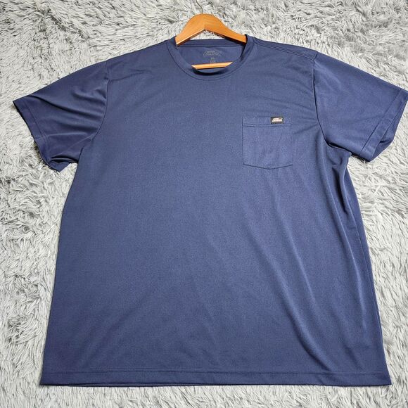 Dickies Shirt Mens 2XL Navy Pocket Crewneck Short Sleeve Workwear Performance - Picture 1 of 9